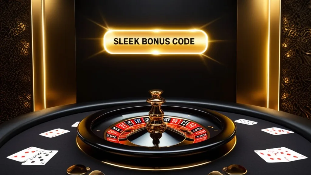 Dunkle Casino-Szene mit Bonuscode-Hologramm und leuchtenden Karten