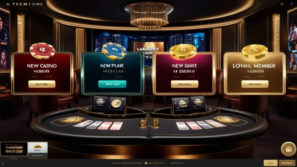 Casino-Lounge mit zwei Bonusbereichen für neue und bestehende Spieler