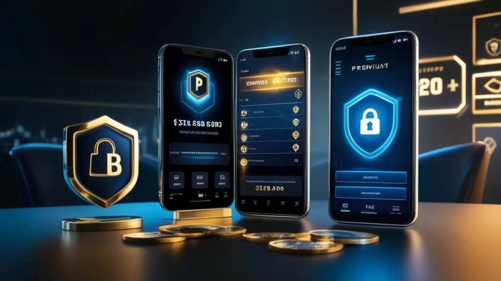 Smartphone mit Einzahlungen und Bonusübersicht in dunklem Casino-Look